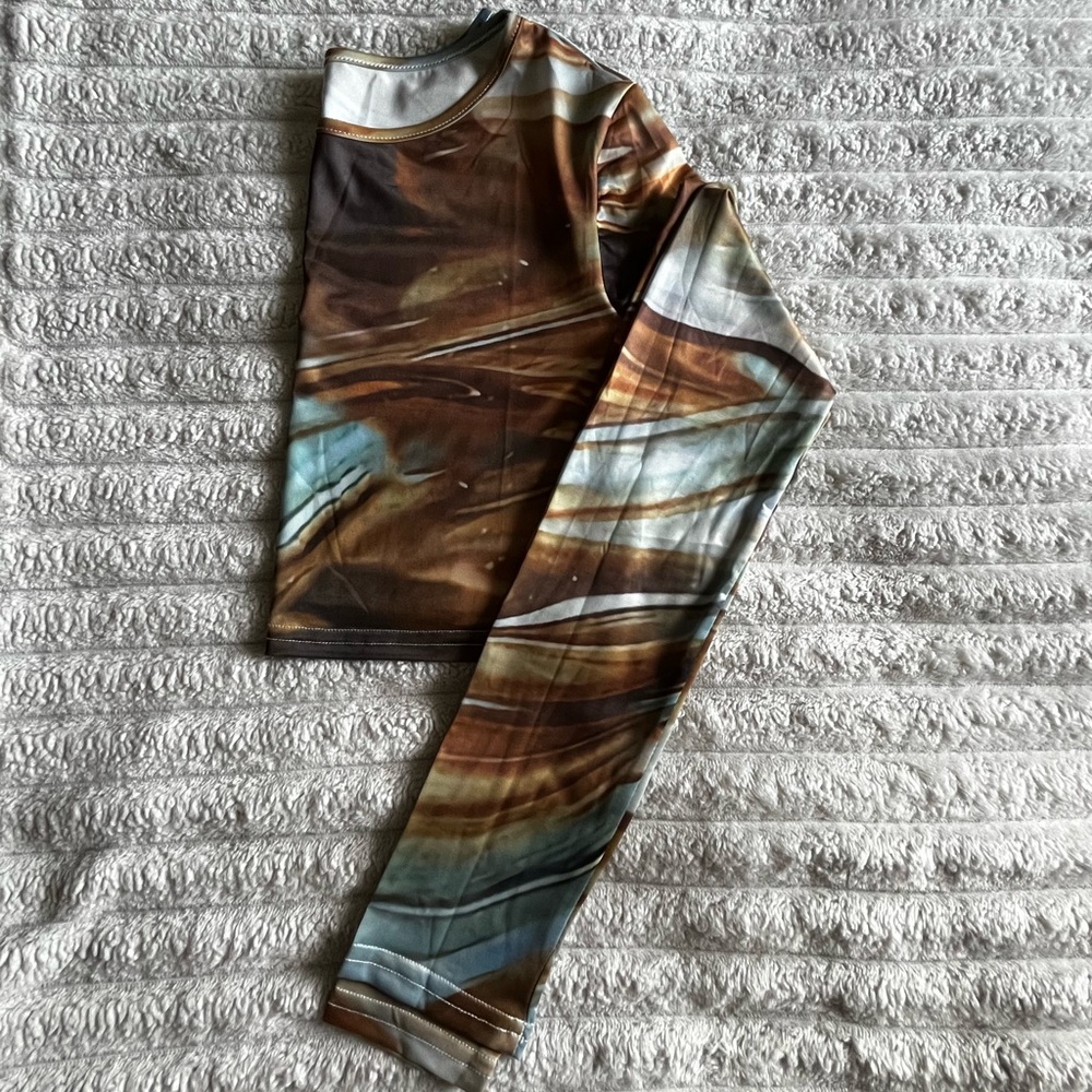 Multicolor Long Sleeve Crop Top